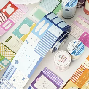 Set de ruban adhésif washi et papier mémo Série Journal Coloré avec motifs à carreaux