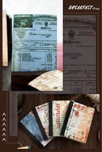Detailed vintage junk journal stickers with retro Belgian paper art and ledger designs