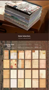 Detail view of 48 vintage washi stickers in 24 retro patterns for scrapbooking decor