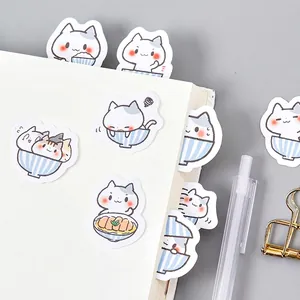Kawaii cat theme decorative stickers set featuring white kittens for DIY scrapbooking