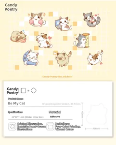 Dettaglio del set di adesivi per gatti Be My Cat con vari motivi di gatti disegnati a mano
