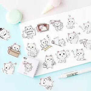 Cute cartoon cat decorative stickers set with 45 pieces for journal and scrapbooking