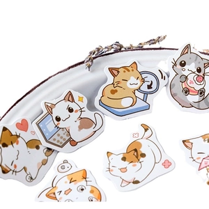 Set di adesivi gatto kawaii con vari design di cartoni animati per scrapbooking e fai-da-te