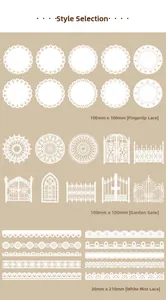 Detailed view of hollow lace paper for journaling with diverse patterns and dimensions
