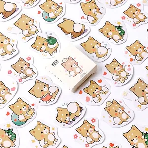 Simpatici Adesivi per Cartoni Animati Shiba Inu Scatola di Adesivi in Carta Decorativa per Diario Scrapbook Fai da Te Cancelleria