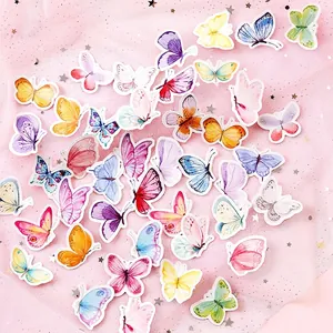 Memo Boxed Decorative Stickers Set Retro Butterfly Garden English Newspaper Fictionalism Journaling Craft Stickers Scrapbook DIY