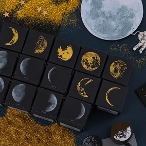 Vintage Moon Phase Series Wooden Stamp Round Lunar Cycle Rubber Stamps For DIY Scrapbooking Journal Diary Decor Stationery Gift