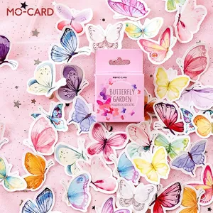 Multi-color watercolor butterfly sticker set with elegant pink butterfly garden gift box