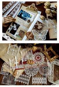Detailed laser-cut white lace paper with intricate floral and mandala patterns for scrapbooking