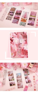 Macro detail of cherry blossom PET stickers for scrapbooking and journal decoration