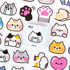 Cartoon Cat Theme Sticker Box Set For Scrapbooking Journaling DIY Decoration Cat Paw Heart Pattern Printing Stationery Sticker