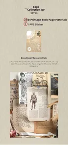 Detail of 25 retro scrapbooking sheets featuring vintage anatomy and bicycle motifs