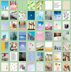 56-delige vintage wandcollage set met natuurlijke motieven en minimalistisch design