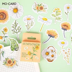 Daisy Sunflower Boxed Stickers Vintage Floral Self-Adhesive Botanical Plant Decals For Journaling DIY Decoration