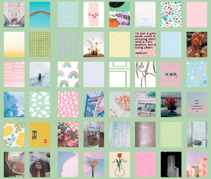 Set van 48 artistieke kalkpapierstickers met vintage landschappen en bloemmotieven