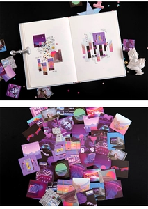 Macro view of 46pcs vaporwave stickers showing retro tech and sci-fi neon art designs
