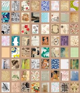 Detail van vintage perkamentpapier voor scrapbooking met diverse retro bloemmotieven