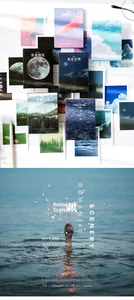 Detail view of box-packed LOMO stickers featuring romantic landscape and starry sky scenery