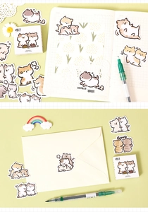 Detailed view of naughty cat stickers for DIY journals and envelope sealing decoration