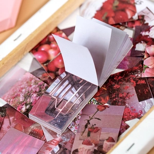 Carnet de stickers washi esthétique fleurs roses et rouges pour journal intime