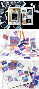 Detailed view of polaroid style aesthetic landscape stickers for DIY journaling