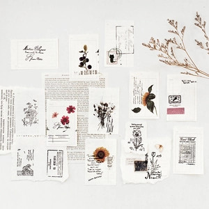 Vintage Twilight stamp and sticker set with floral motifs and retro paper designs