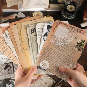 Vintage scrapbooking material paper pack featuring retro manuscript and newspaper designs