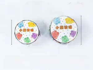 Detail view of colorful gummy bear washi tape in 2.6cm and 2.9cm sizes for journaling