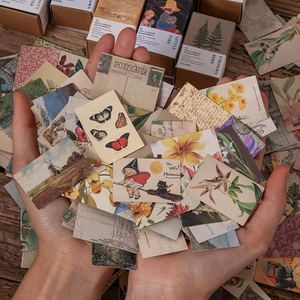 100 stuks vintage scrapbooking mini-papier met bloemen- en vlinderontwerpen