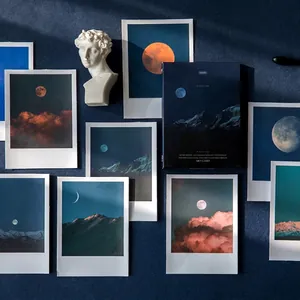 LOMO style romantic landscape stickers with starry sky and moon in a black gift box