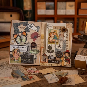 100 vellen vintage junk journal papierpakket met vlinders en retro stickers