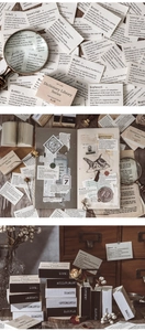 Vintage dictionary style stickers and labels for journaling in retro beige tones