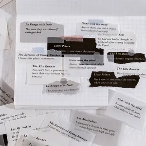 Vintage literaire citaten plaknotities voor journaling met doorschijnend papier en scheurranden