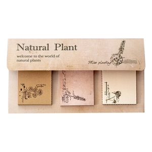 Vintage-Notizzettelset mit floralen Illustrationen auf drei farbigen Spezialpapieren