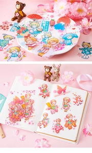 Detail of PET stickers featuring Japanese Sakura girls and kimono motifs for journaling