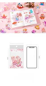 Detail of Cherry Girl PET stickers showing cherry blossoms and kimono girls for DIY crafts