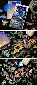 Macro de 45 autocollants laser dorés avec motifs de rêve océaniques et forestiers