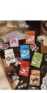 Macro shot of 46pcs vintage scrapbooking stickers with floral and butterfly themes