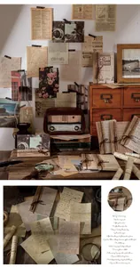 Macro detail of vintage Loft Book Collection paper set with decorative jute rope