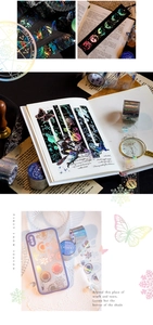 Detailed laser silver PET tape featuring mystical moon and star motifs on a phone case