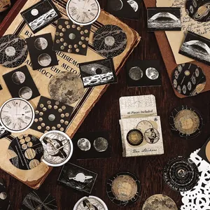 Vintage Scrapbooking Decorative Stickers Retro Plants Butterfly Astronomy Mushroom DIY Material Stickers For Journaling Planner Arts Crafts