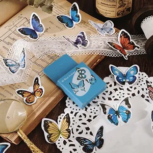 Retro butterfly decorative stickers for scrapbooking with vintage stationery and lace
