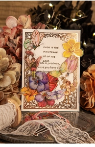 Close-up of vintage fairy and floral PVC collage card for DIY journaling decoration