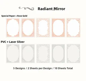 Baroque retro frame stickers set with rose gold and laser silver foil detailing