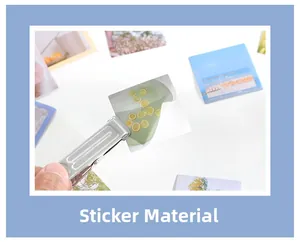 Detail of self-adhesive floral stickers with lemon and beach themes for scrapbooking