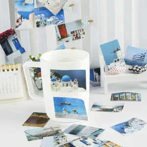 Autocollants décoratifs Santorini avec paysages méditerranéens pour journaux intimes