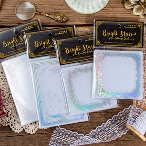 Bright Stars Series vintage PET frame stickers for scrapbooking with laser hollowing effects