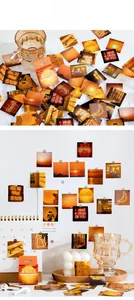 Detailed view of Twilight Hour aesthetic landscape stickers with warm sunset indoor scenery