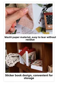 Detail of vintage washi sticker book showing butterfly patterns and easy-to-tear binding
