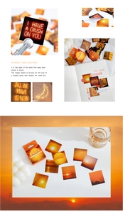 Detail showing twilight scenery stickers and neon quote decals for scrapbooking